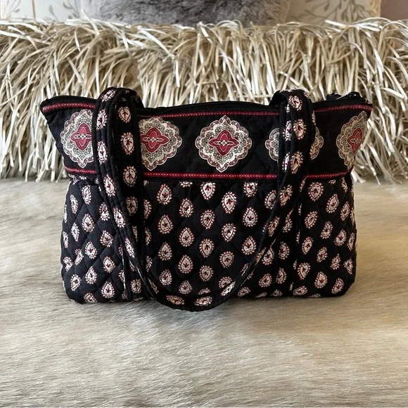 Vintage VERA BRADLEY Classic Black 2006 Little Betsey Red White Floral Zipper - Picture 7 of 14